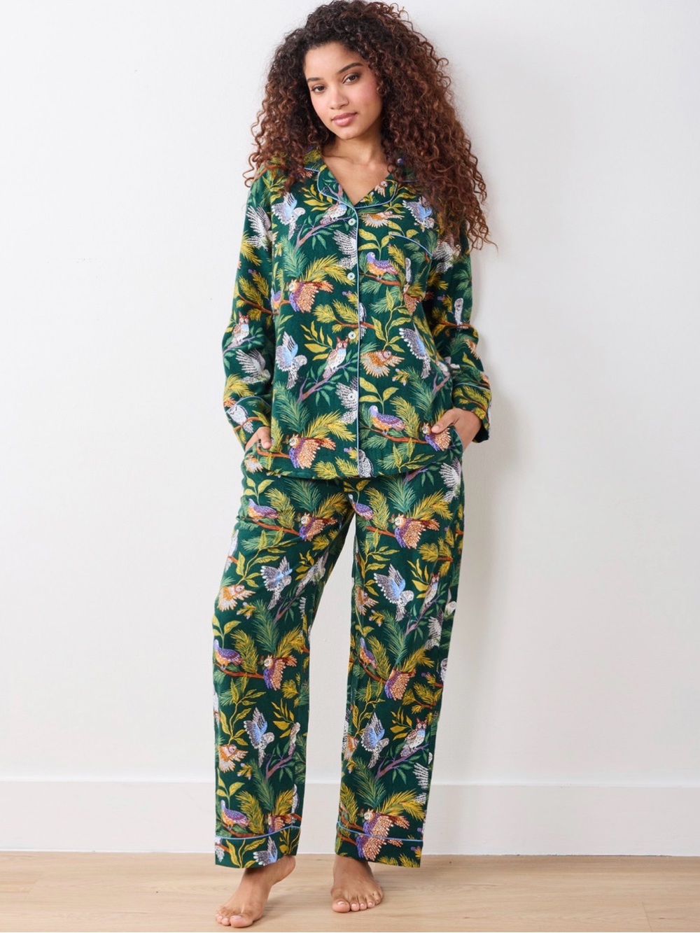 Printfresh Limited Edition Midweight Flannel Pajamas, Pine Tree Owls, Size ST